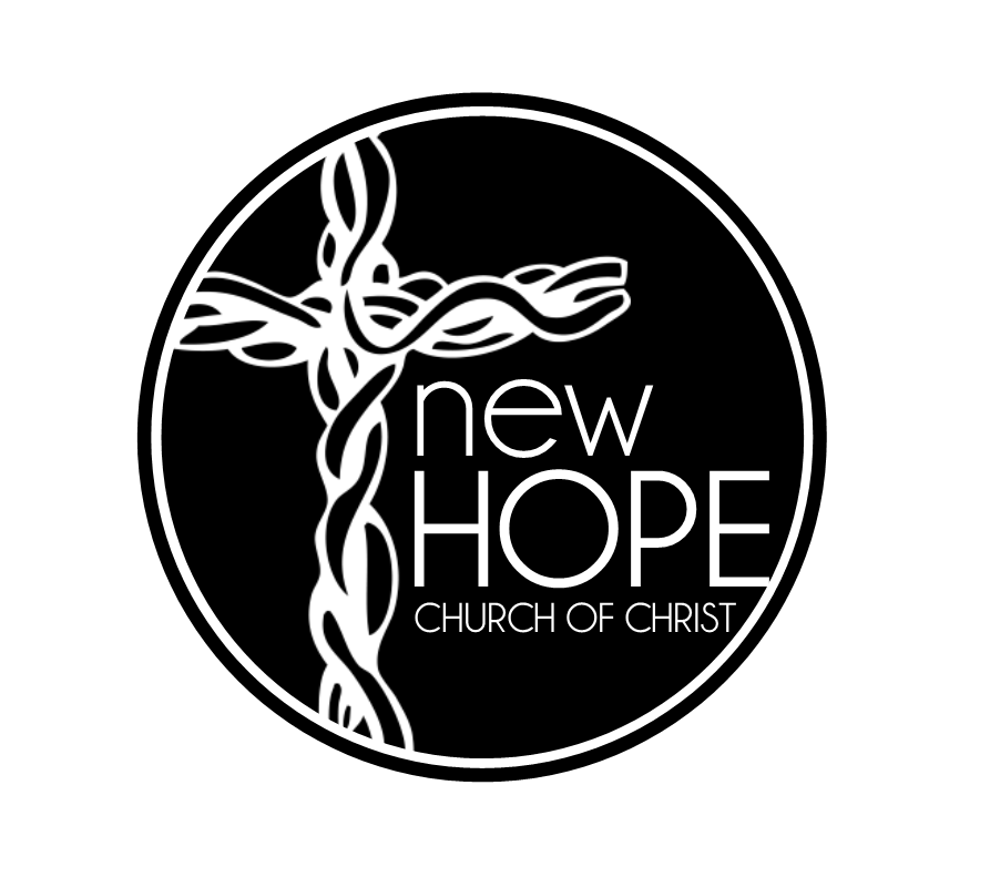 A black and white logo for a church called new hope church of christ.
