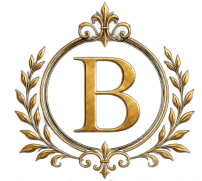 A logo for funeral care with a laurel wreath and stars.