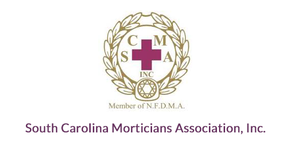 South Carolina Morticians Association, Inc. logo with gold wreath and purple cross emblem