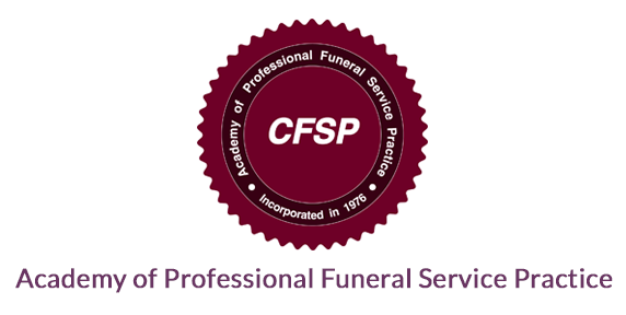 CFSP logo for Academy of Professional Funeral Service Practice in maroon and white