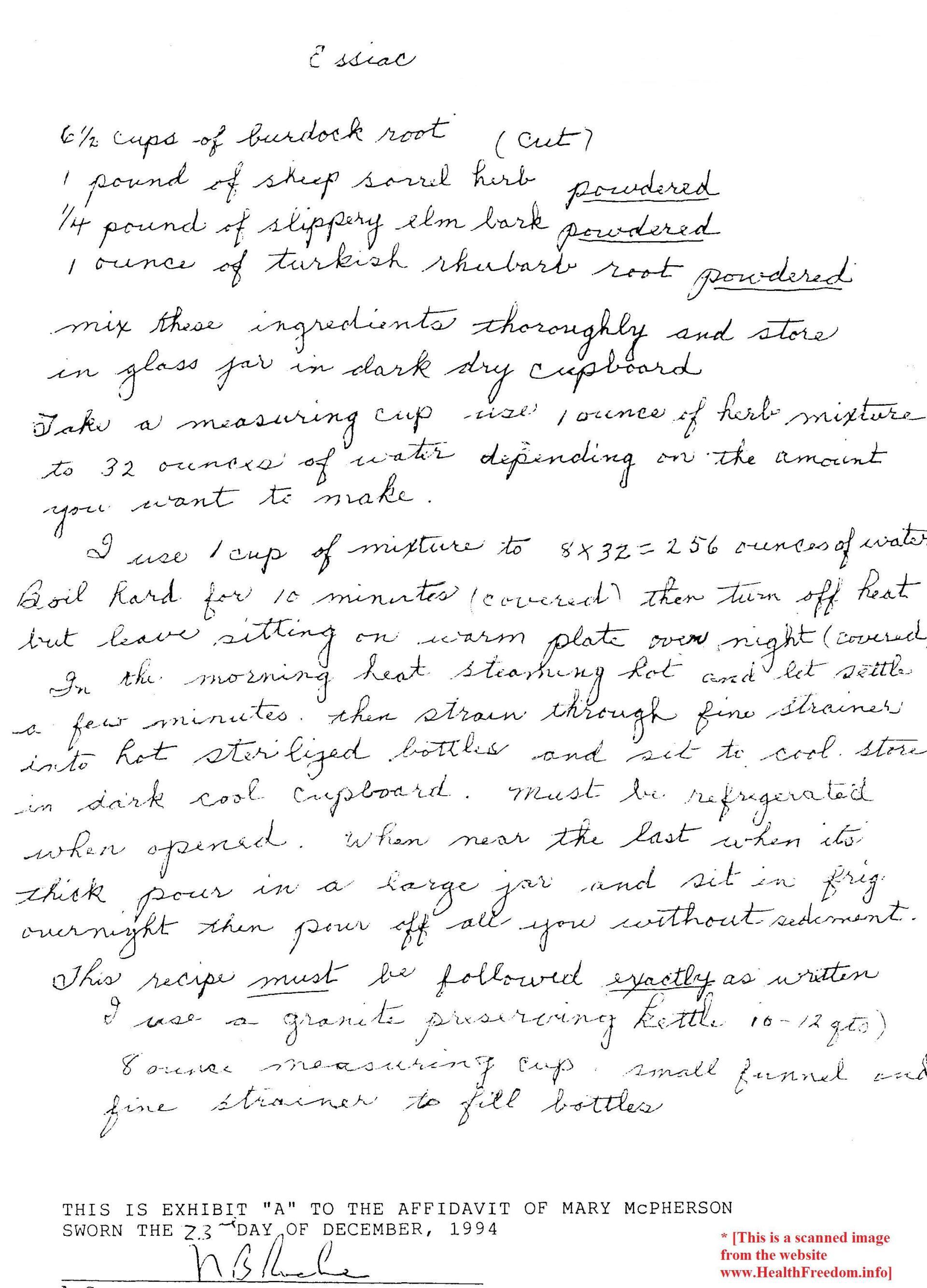 Mary McPherson Affidavit Exhibit A