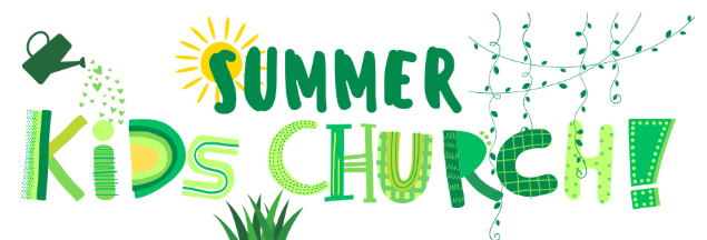 The word Kids Church is written in colorful letters on a white background.
