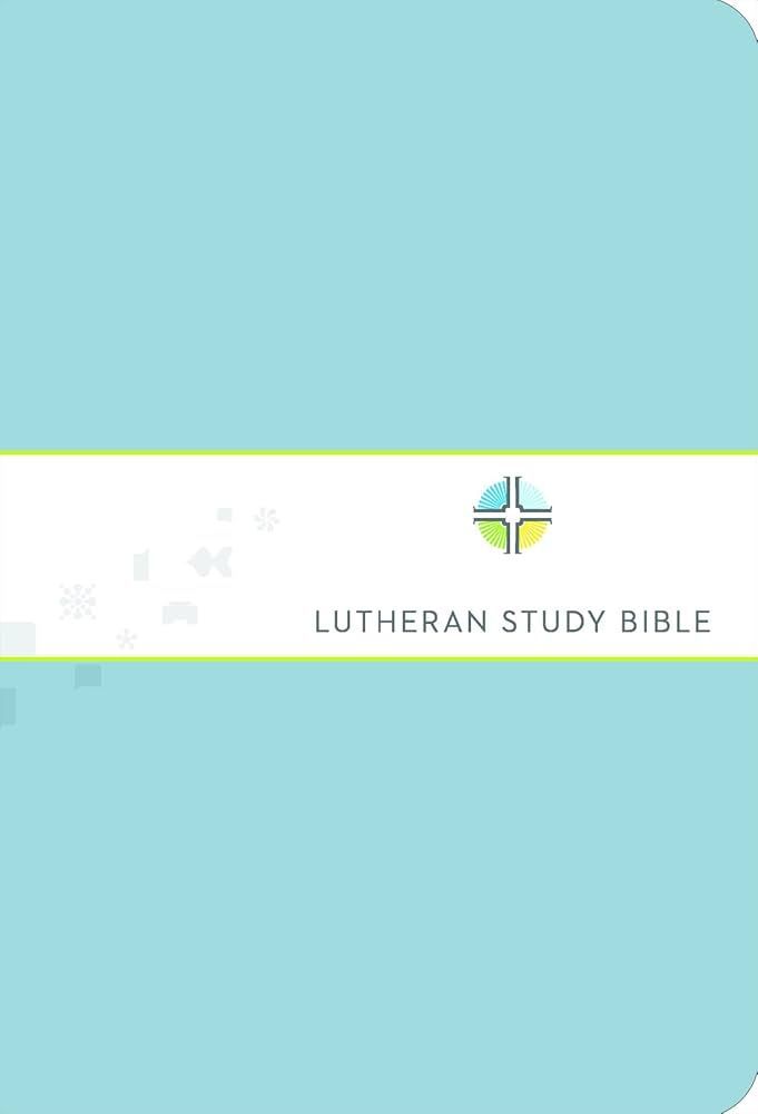The cover of a blue bible with a cross on it.