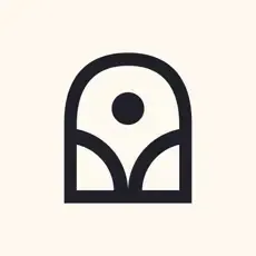 A black and white icon of a door with a circle in the middle.