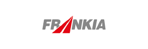 FRANKIA-Logo in Grau und Rot auf weißem Hintergrund