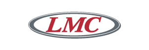 LMC-Logo mit roten Buchstaben in einem grauen Oval
