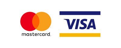 A mastercard and visa logo on a white background.
