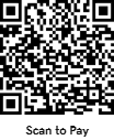 A qr code that says `` scan to pay '' on a white background.