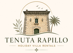 Logo con la scritta “TENUTA RAPILLO” in grandi lettere nere su sfondo bianco.