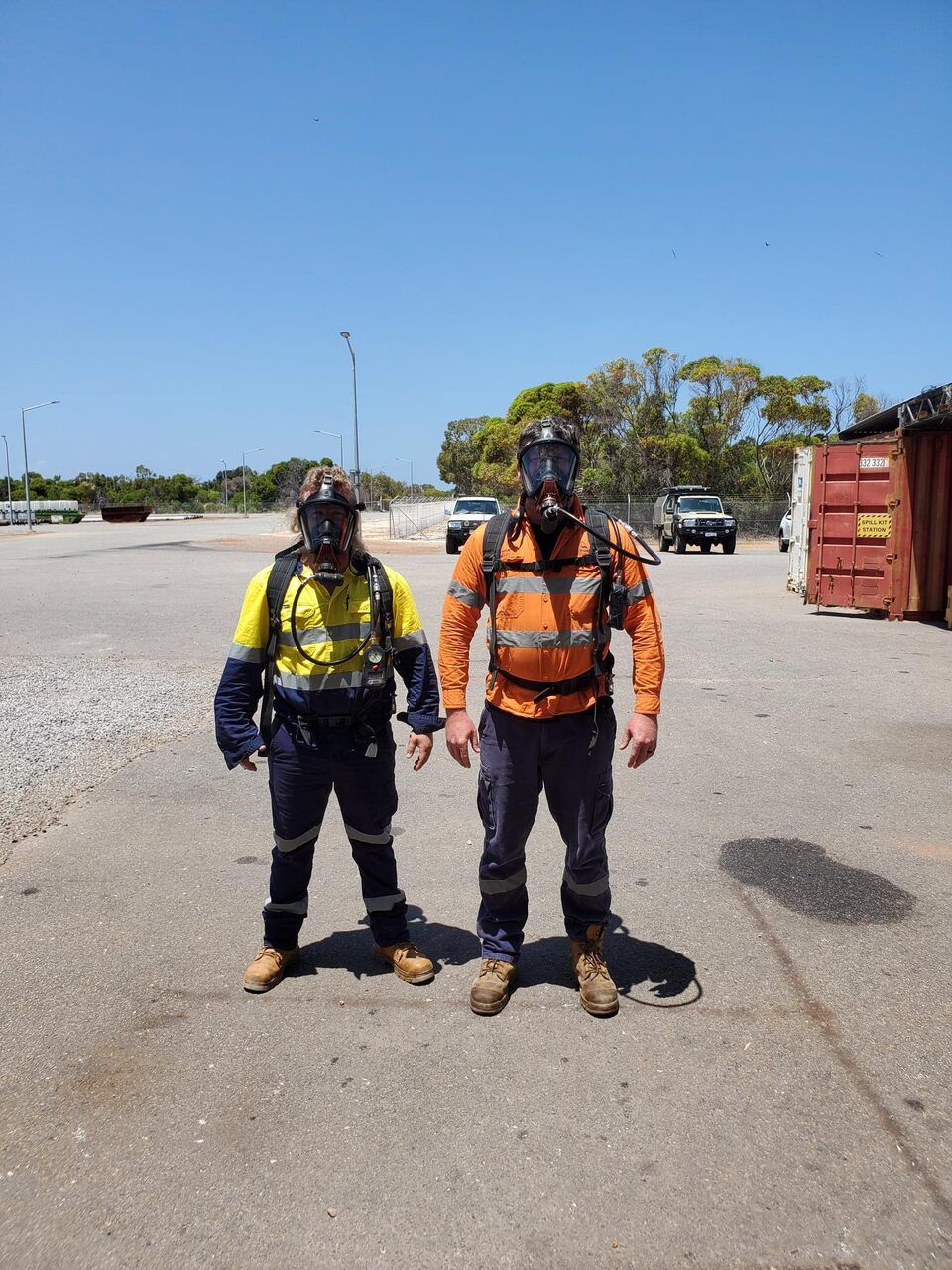 two persons wore the safety kit