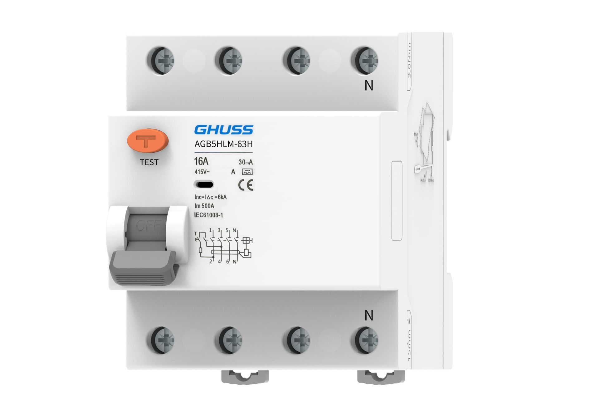 GHUSS aardlekschakelaar 40A 4P