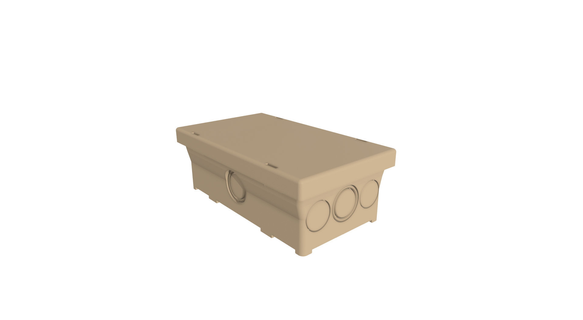 Beige kartonnen doos met deksel, afgebeeld op een witte achtergrond.