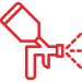 Red spray paint gun spraying.