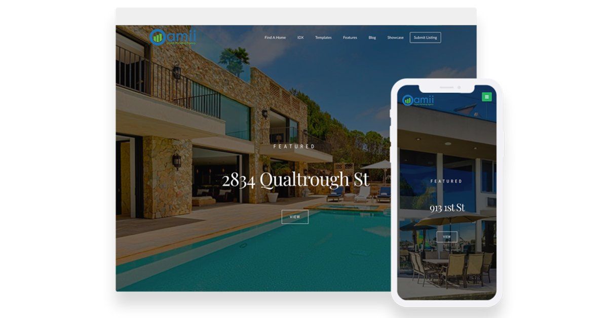a tablet and a cell phone with a picture of a house and a pool .