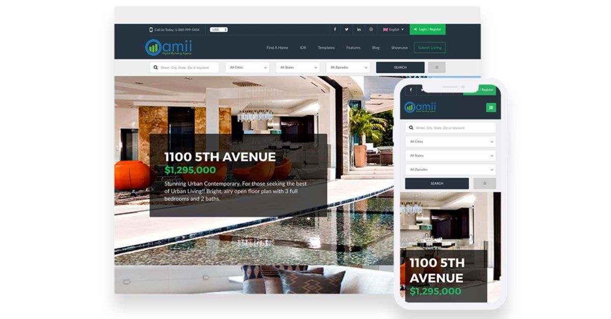 a screenshot of a real estate website on a tablet and a cell phone .
