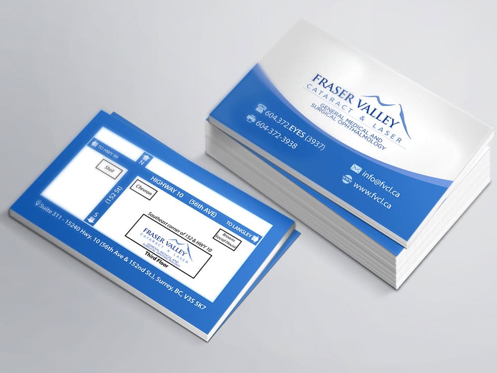 a stack of business cards for fraser valley