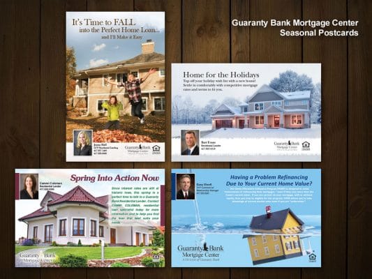 four seasonal postcards from the guaranty bank mortgage center