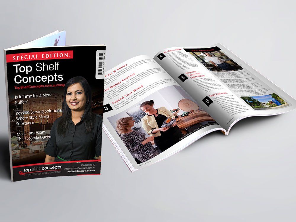 a special edition of top shelf concepts magazine with a woman on the cover .