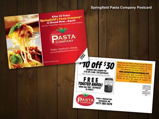 a postcard from the springfield pasta company
