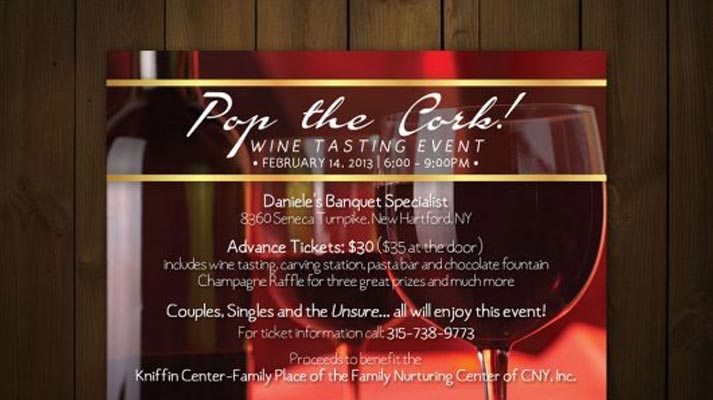 a poster for a wine tasting event called pop the cork