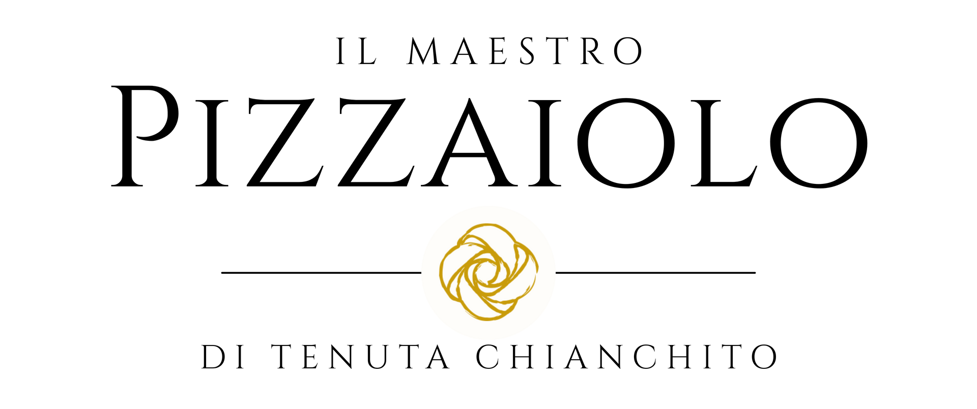 Logo reading “Il Maestro Pizzaiolo di Tenuta Chianchito” in black with a gold emblem on white background