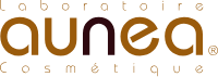 Logo d'Aunea, laboratoire de cosm&eacute;tiques. Texte marron et noir sur fond blanc avec un symbole de marque d&eacute;pos&eacute;e.
