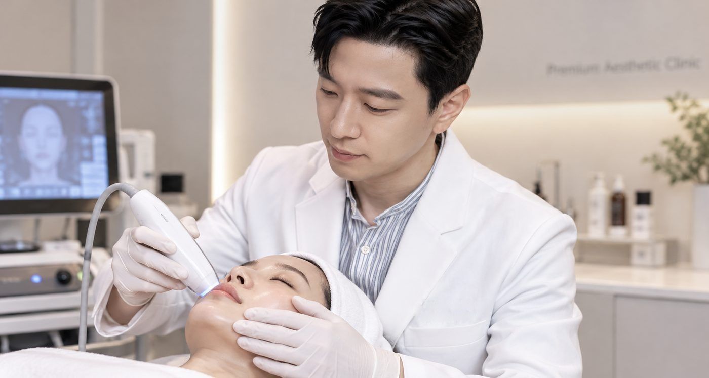Dermatologist performing ONDA lifting treatment at JCELL Clinic, Cheongdam