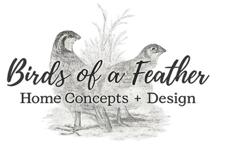 Birds of a Feather Home Concepts + Design logo with sketched birds and tree branches