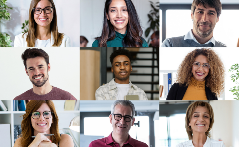 Collection of diverse individual employee profile photos 