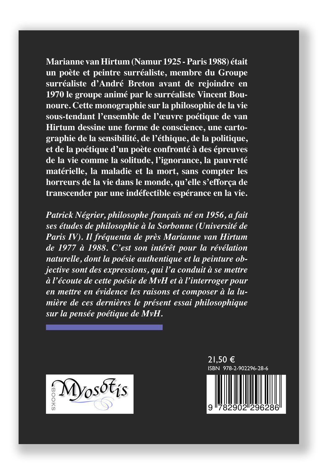 dos couverture essai philosophique de Patrick Négrier à propos de Marianne van 