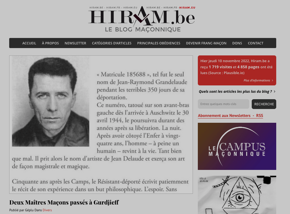 article sur site hiram.be à propos du livre