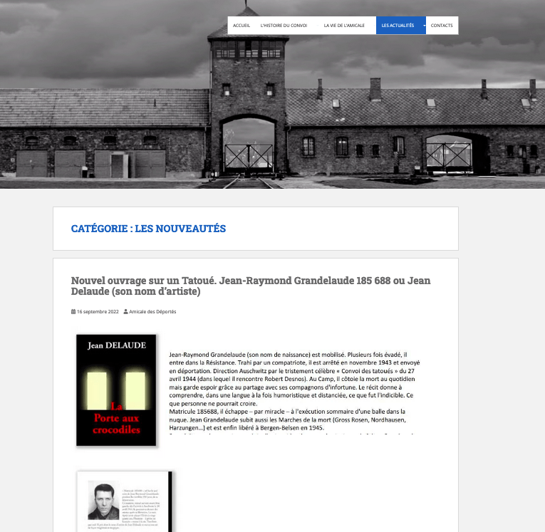 article sur Jean Delaude, déporté a Auschwitz, site 27avril1944.org, livre