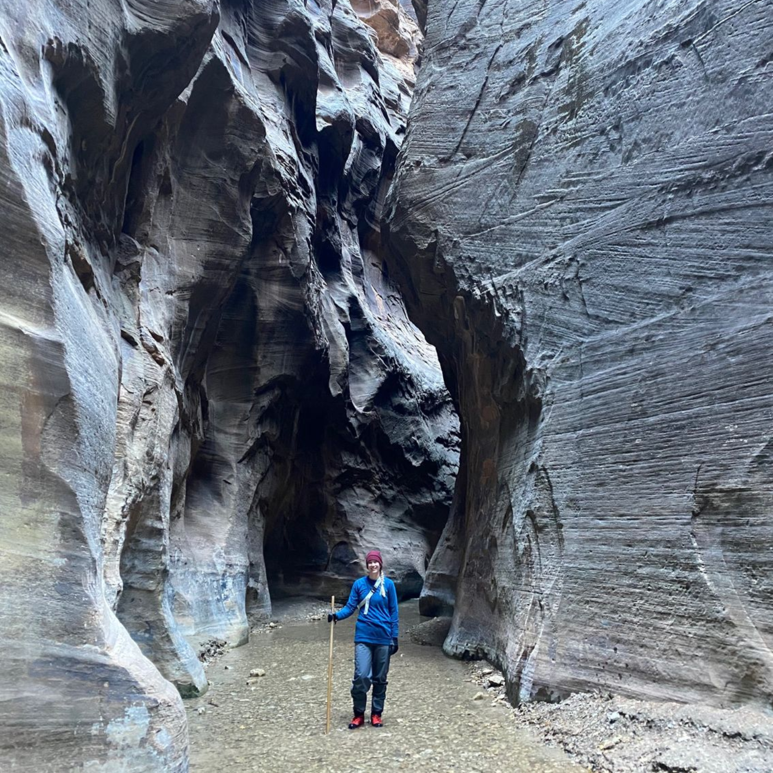 Narrows Hiker in the Winter