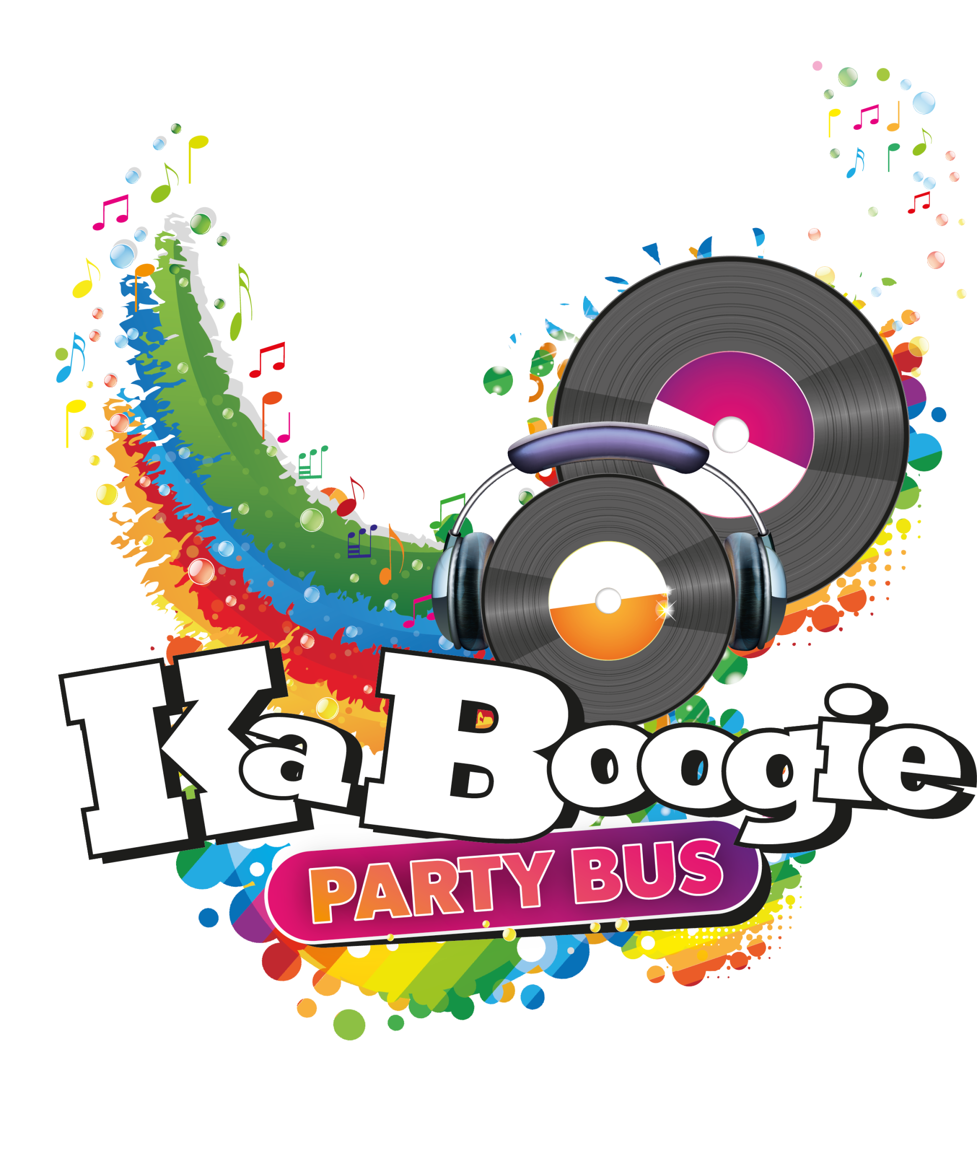 A colorful logo for ka boogie party bus