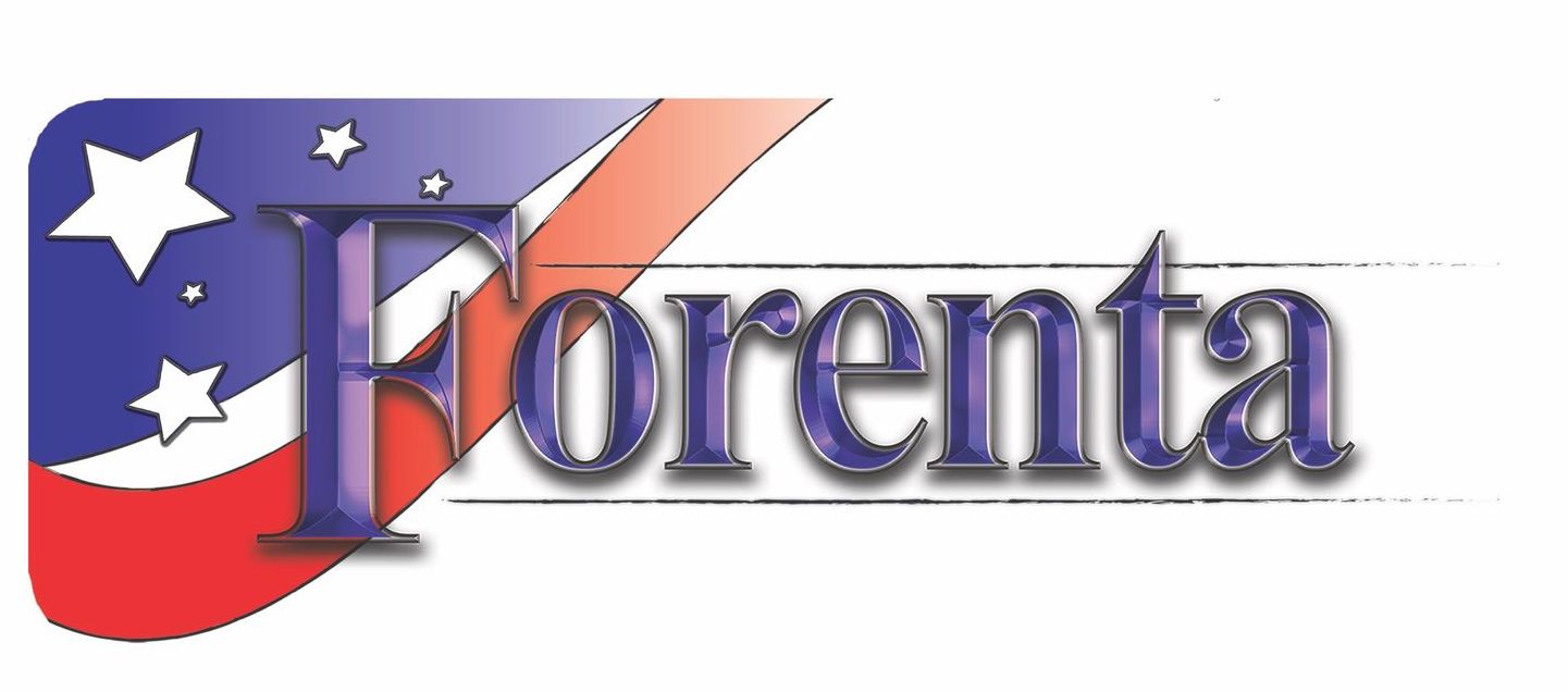 A black and white logo for forenta on a white background.