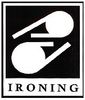 It is a black and white logo for ironing.