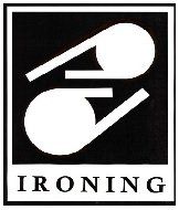 It is a black and white logo for ironing.