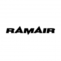 A black and white logo for ramair on a white background.