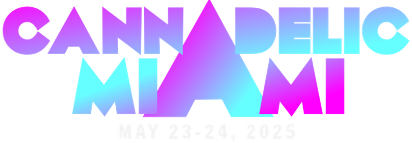 A colorful logo for cannadelic miami may 23-24 2025