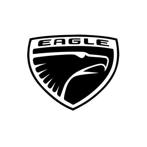 It is a black and white logo with an eagle on it.