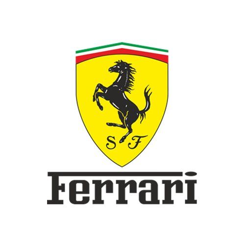 A ferrari logo with a horse on its hind legs