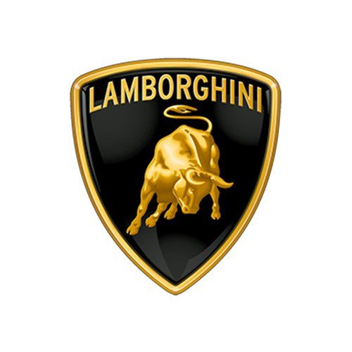 The lamborghini logo is a shield with a bull on it.
