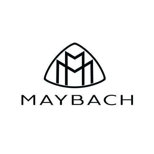 A black and white maybach logo on a white background.