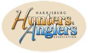 Harrisburg Hunters & Anglers Association logo in tan oval with orange and blue text