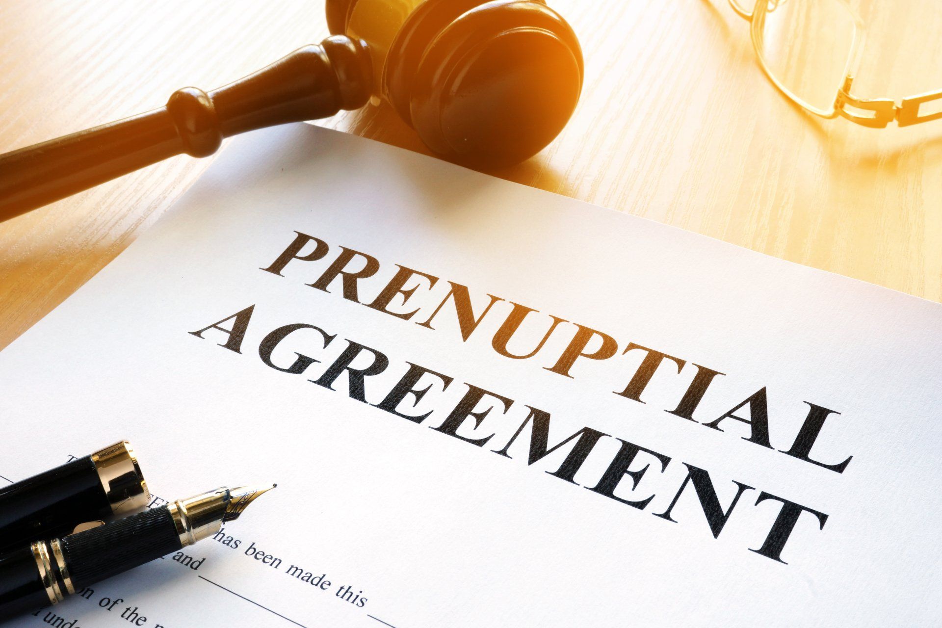 Prenuptial Agreement Under Judge Gavel & Open Pen