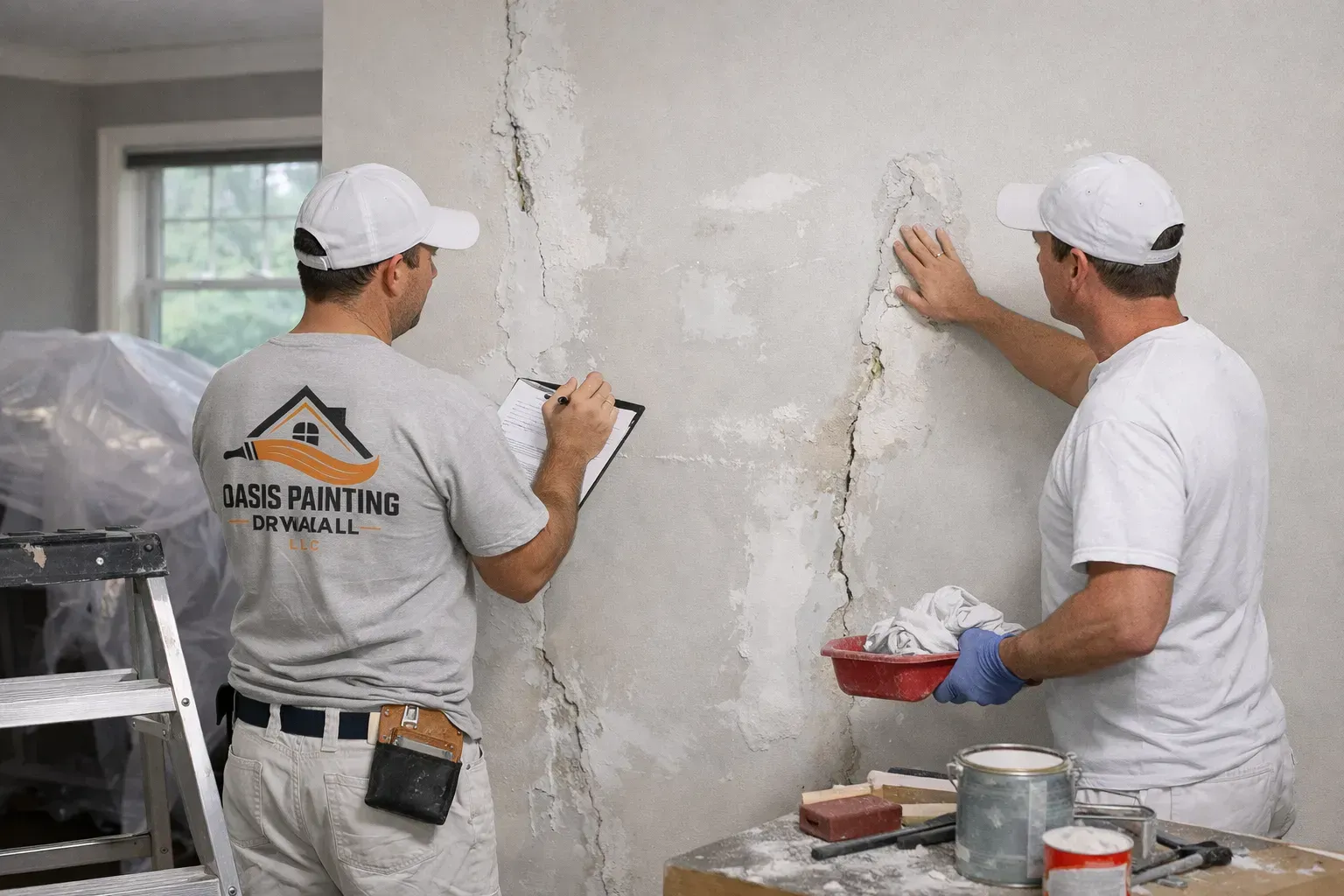 Interior wall surface preparation with sanding before painting in Pennsylvania home
