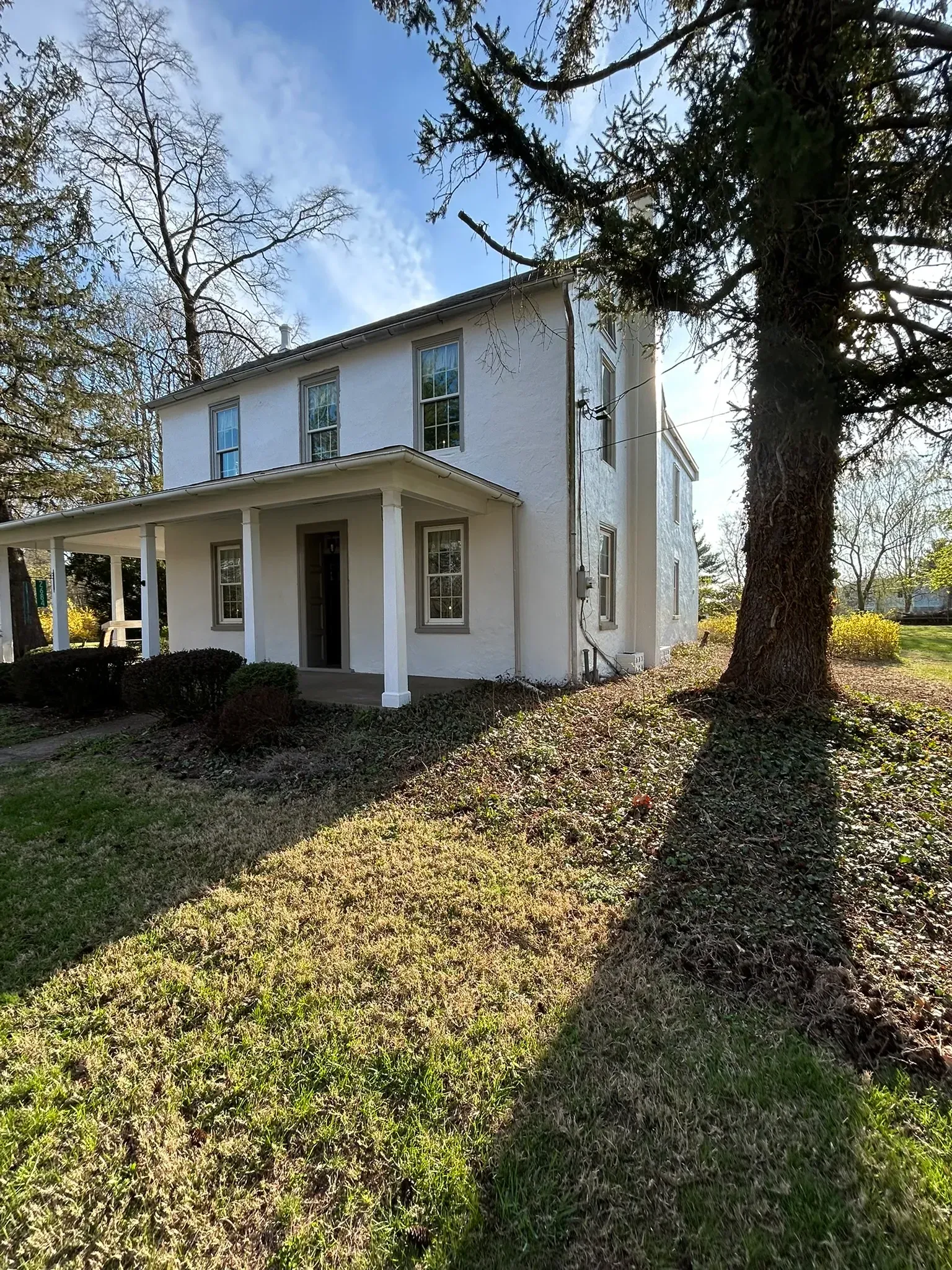 White foundation painting project completed by professional painters in Bucks County, PA.