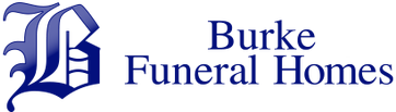 Logo for Burke Funeral Homes: blue "B" monogram and text "Burke Funeral Homes".