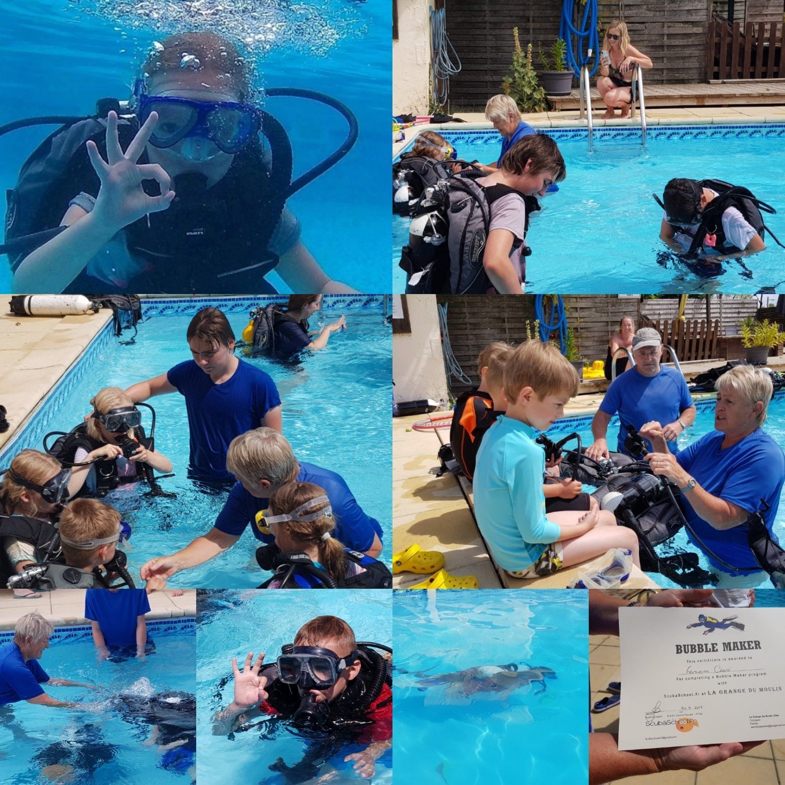 pictures of children scuba diving in a pool