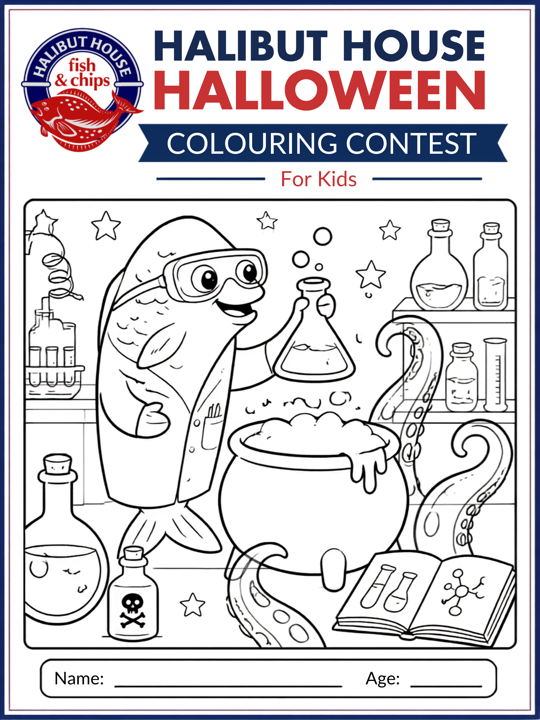 Halibut House colouring contest sketch